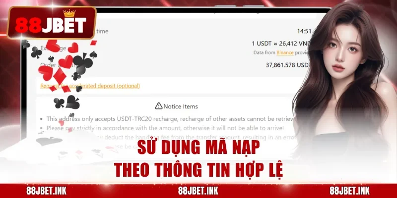Sử dụng mã nạp theo thông tin hợp lệ